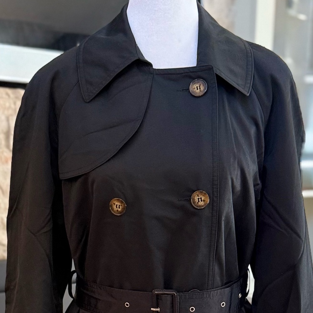 Larry Levine Sport Black Trench Coat Style 98724M Size M‎